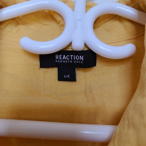 Kenneth Cole Reaction Button-up Blouse, Large, Yellow - Picture 7 of 10